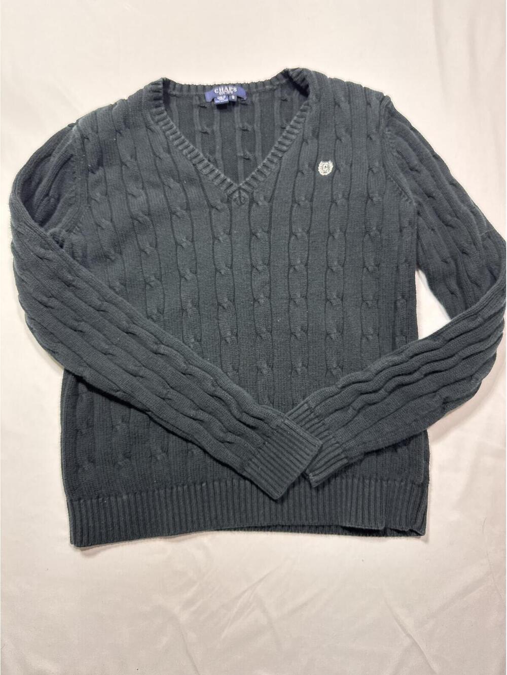 Chaps Classic Cable Knit V-Neck Sweater - Cotton Comfort in Small